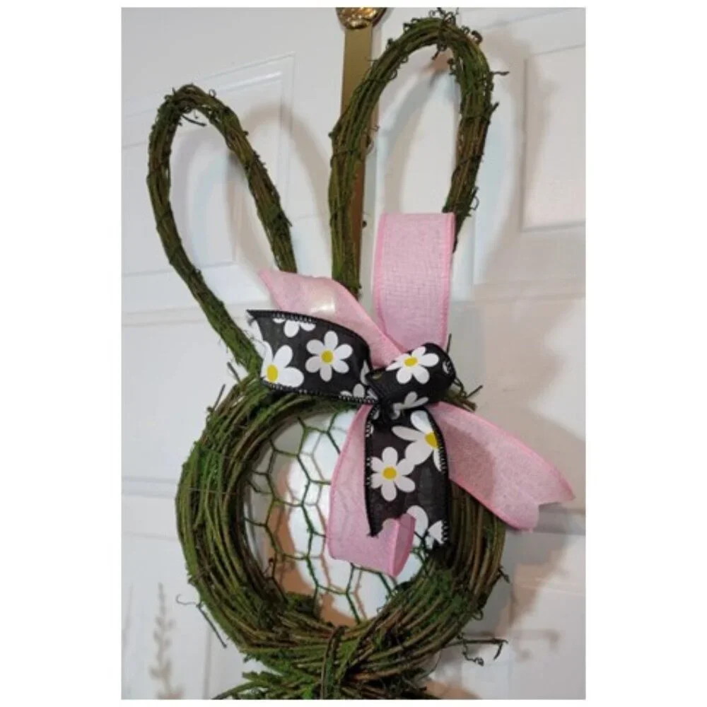 Mossy Grapevine Bunny Wreath, Mossy Rabbit Wreath,‎ Spring Easter Bunny Wreath